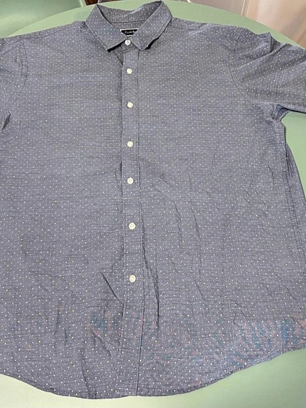 Club Room Men's Polka Dot Button Down Blue & White Large Long Sleeve